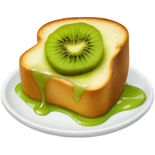 a piece of toast with a melted kiwi on top emoji