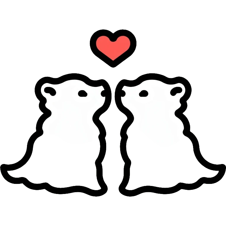 couple of white wolves in love emoji
