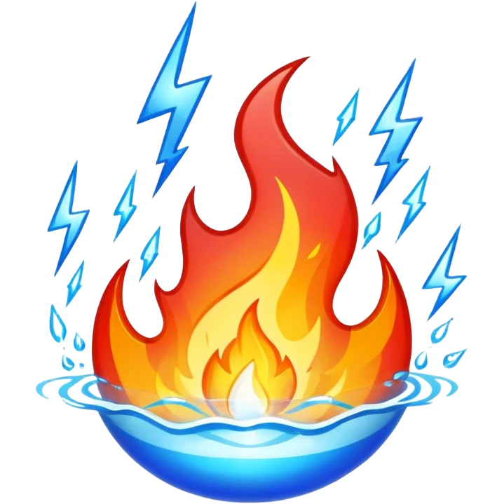 Fire water, and lightning in the middle emoji