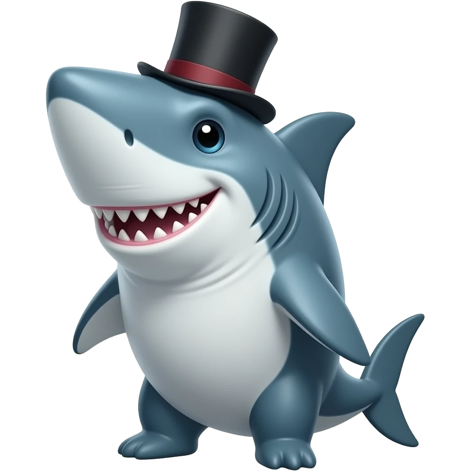 Shark with a top hat emoji