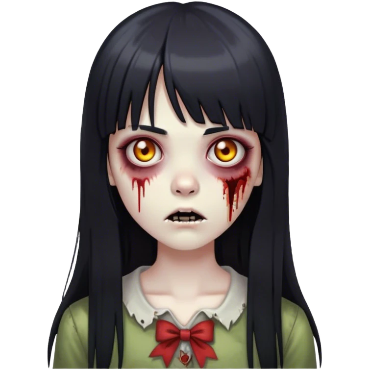 zumbie girl with black long straight hair with bangs (like this 🧟‍♀️) emoji