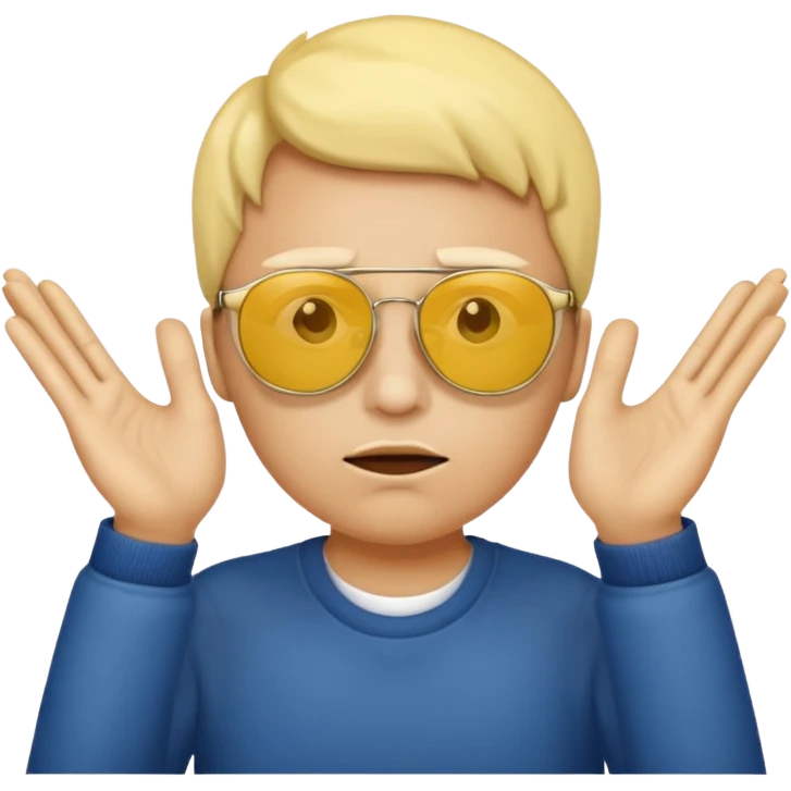 عینک افتابی ایموجی زرد گنگ با دست نشان دهنده سکوت emoji