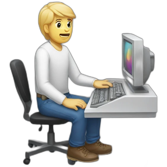 dumb guy playing computer emoji