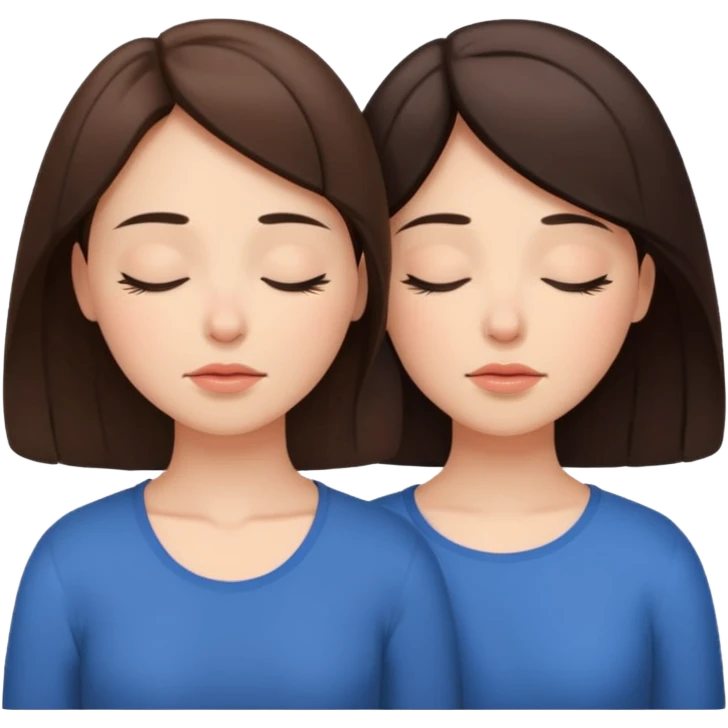 two brunetts breathing like doing yoga or meditating emoji