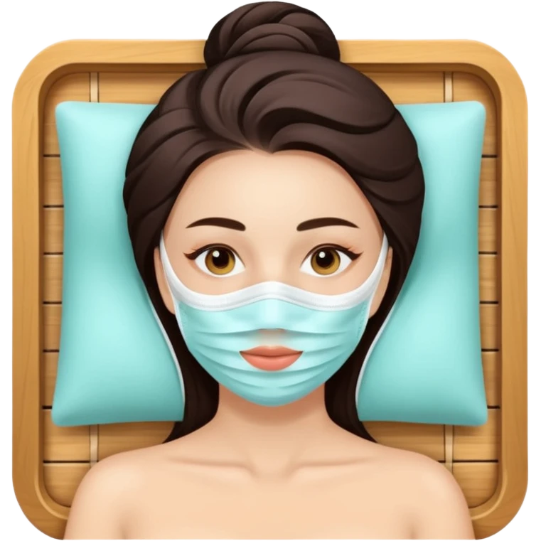 Lady with face mask spa beauty full face relaxing emoji