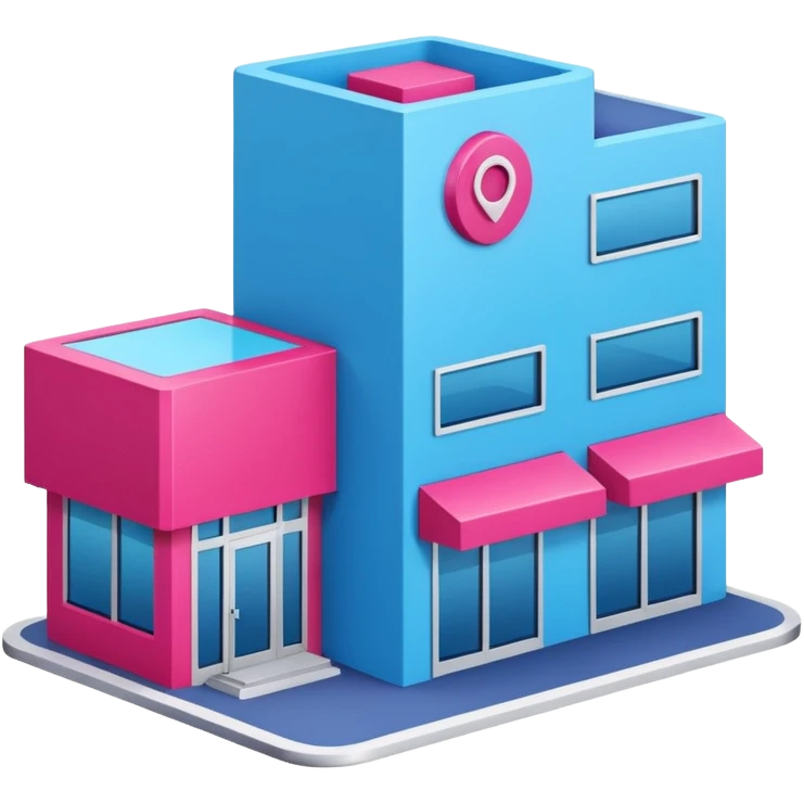 The building houses the Ozon order pickup point in its signature blue (digital blue) and raspberry colors. emoji