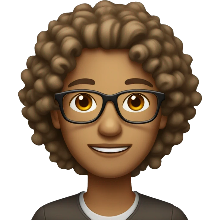 Light brown psychologist with curly hair and with dark and light brown glasses  emoji