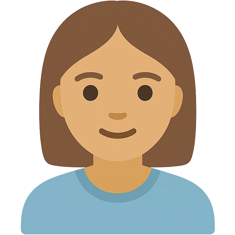 icon of a woman named Megan, flat color style, soft features, approachable look, for user profile emoji