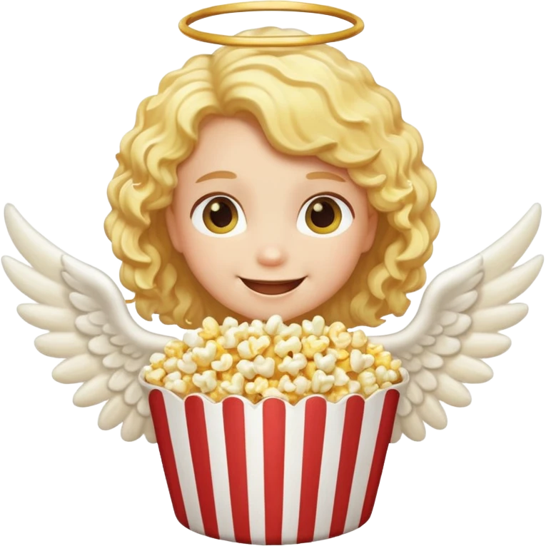 popcorn , with smily face angel emoji