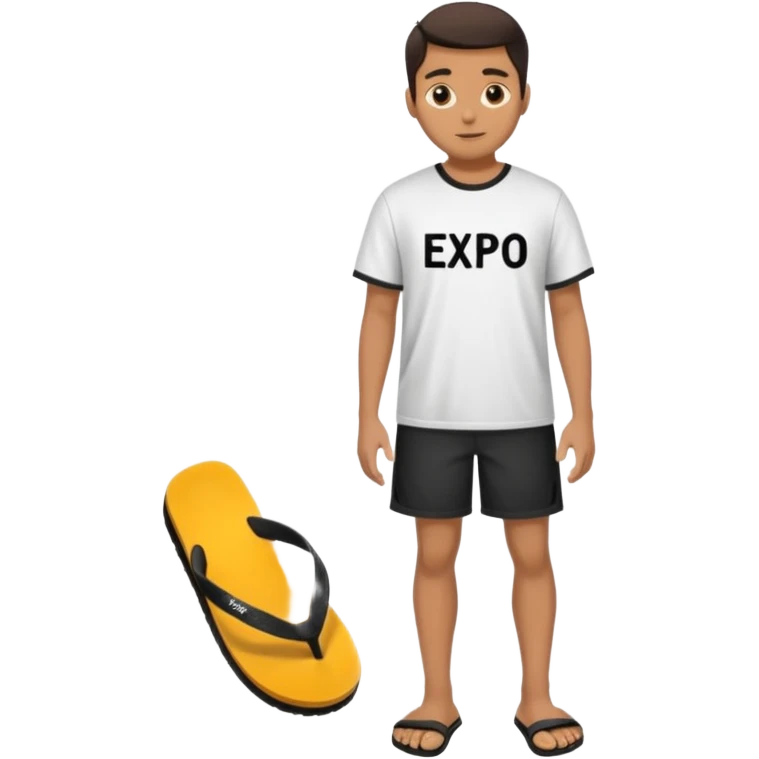 Dancing in black oversized flip flops with BANDO written on his shirt emoji