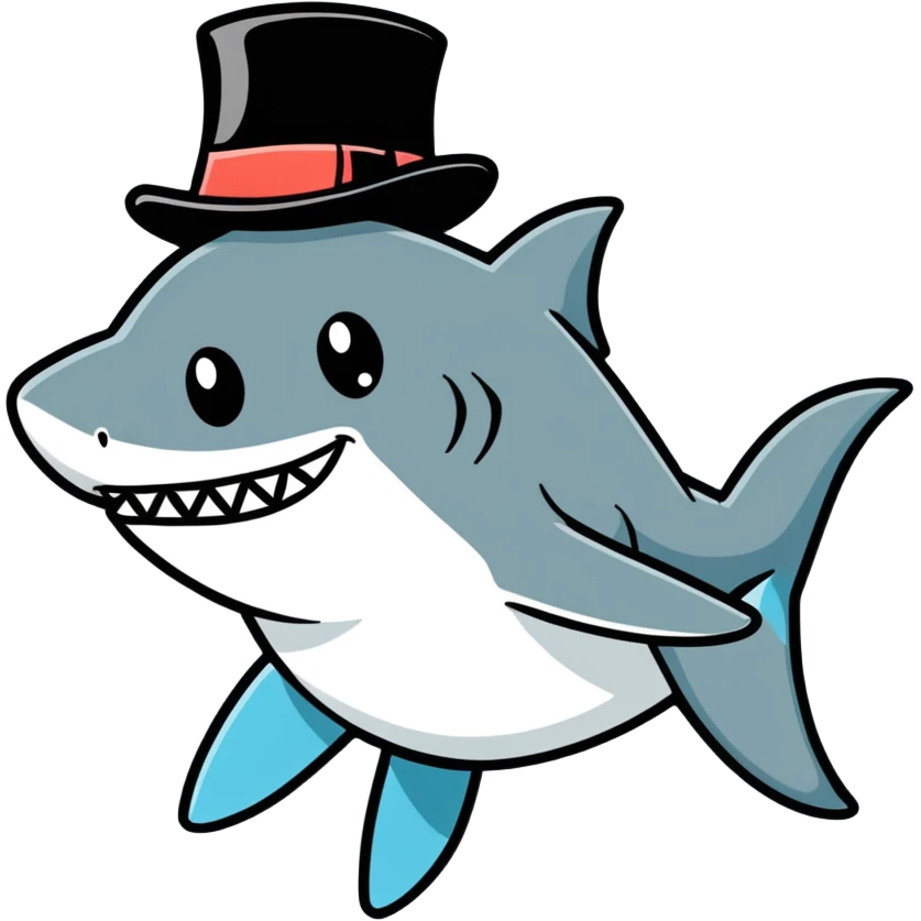 Shark with a top hat emoji