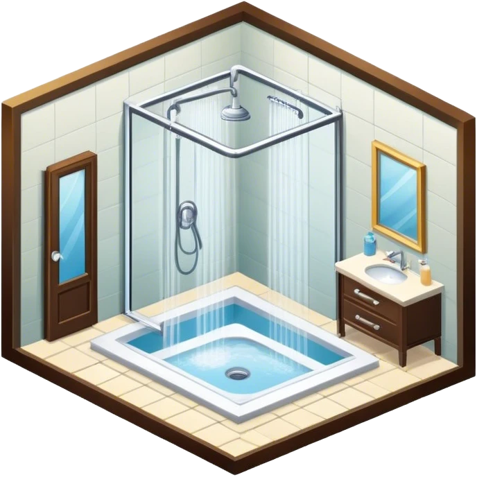 Luxury hotel shower, isometric emoji