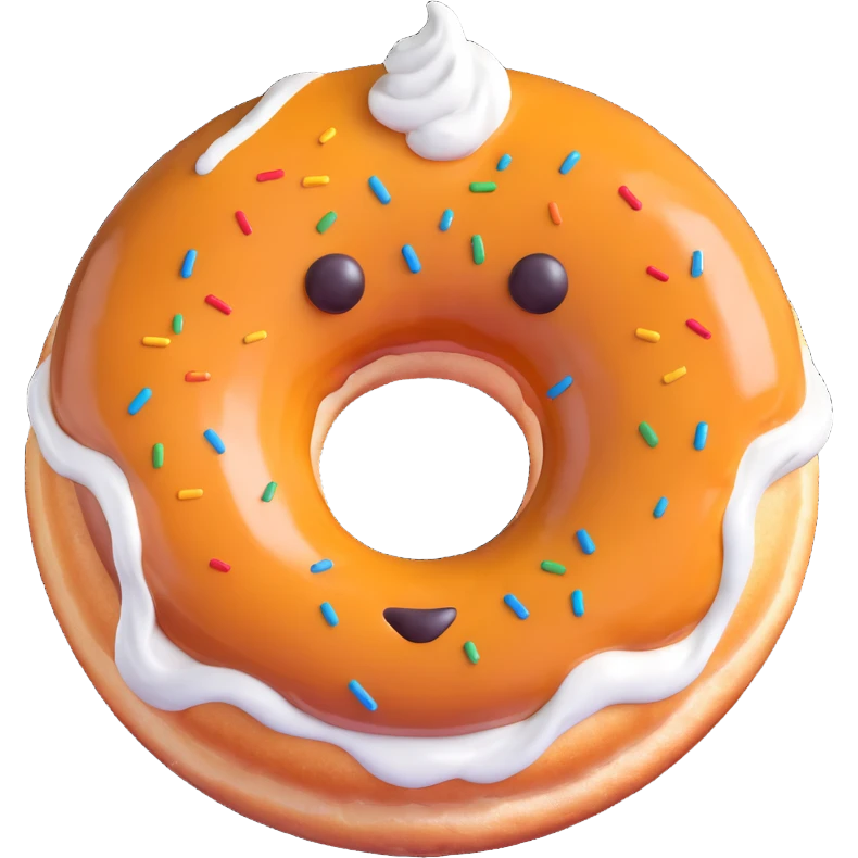 a donut with white creme leaking out, tired face, 3D emoji style emoji