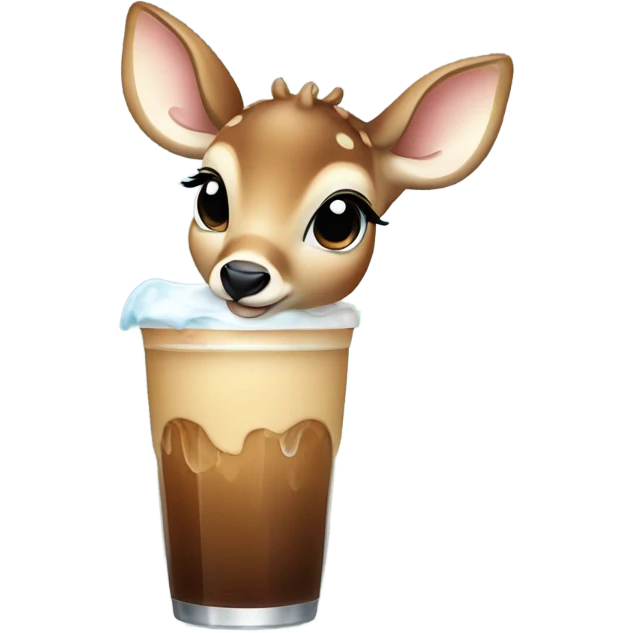 Baby deer drinking iced coffee emoji