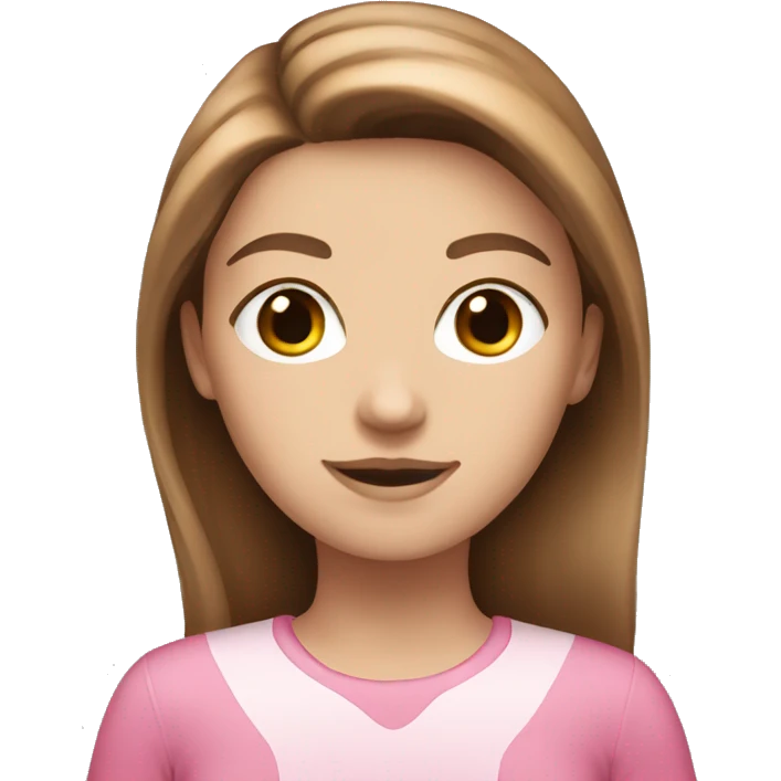 white girl with -brown-hair-with-a-pink wear emoji