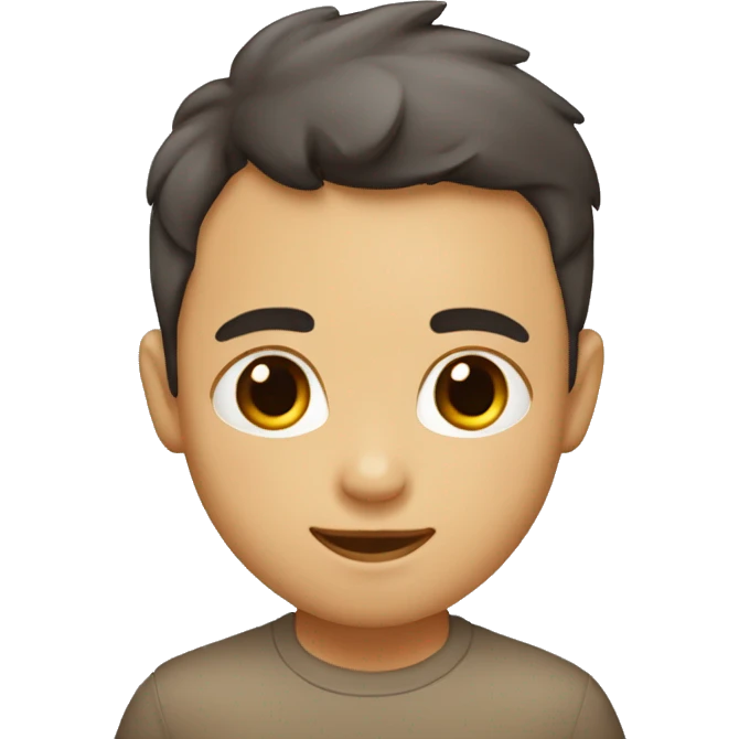 un niño con pelo liso, corto y rubio con ojos marrones emoji