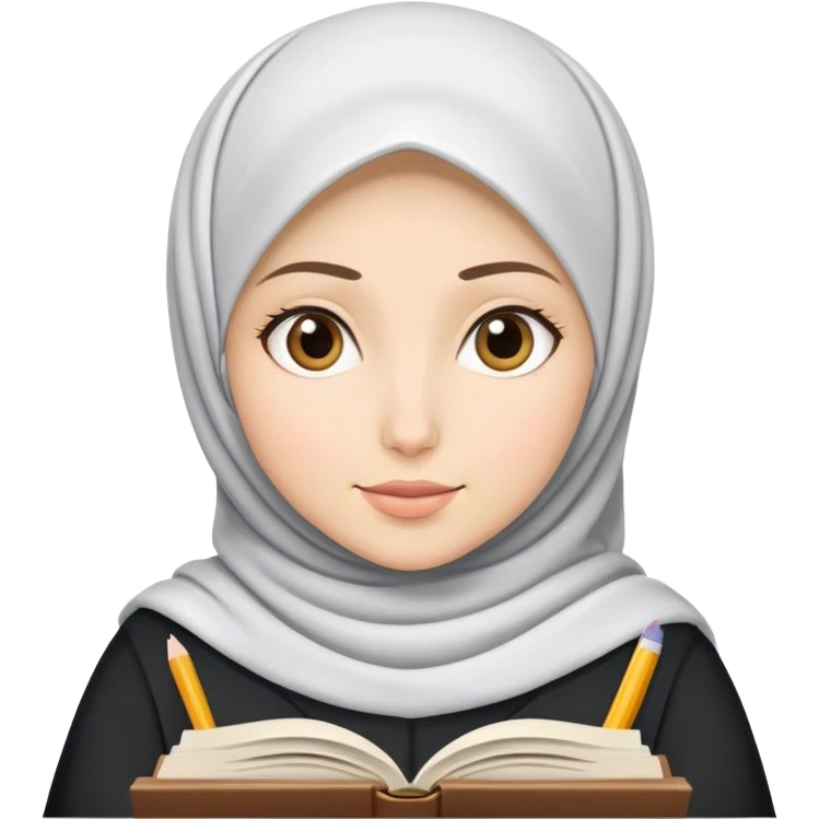 a white skin hijab woman was studying emoji