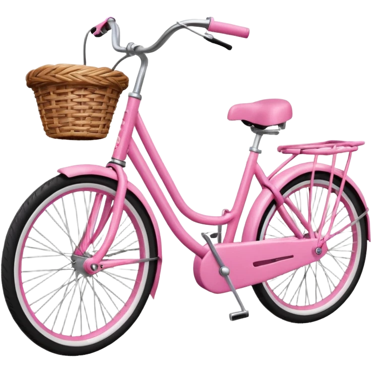 pink city bike with wicker basket Swedish style emoji