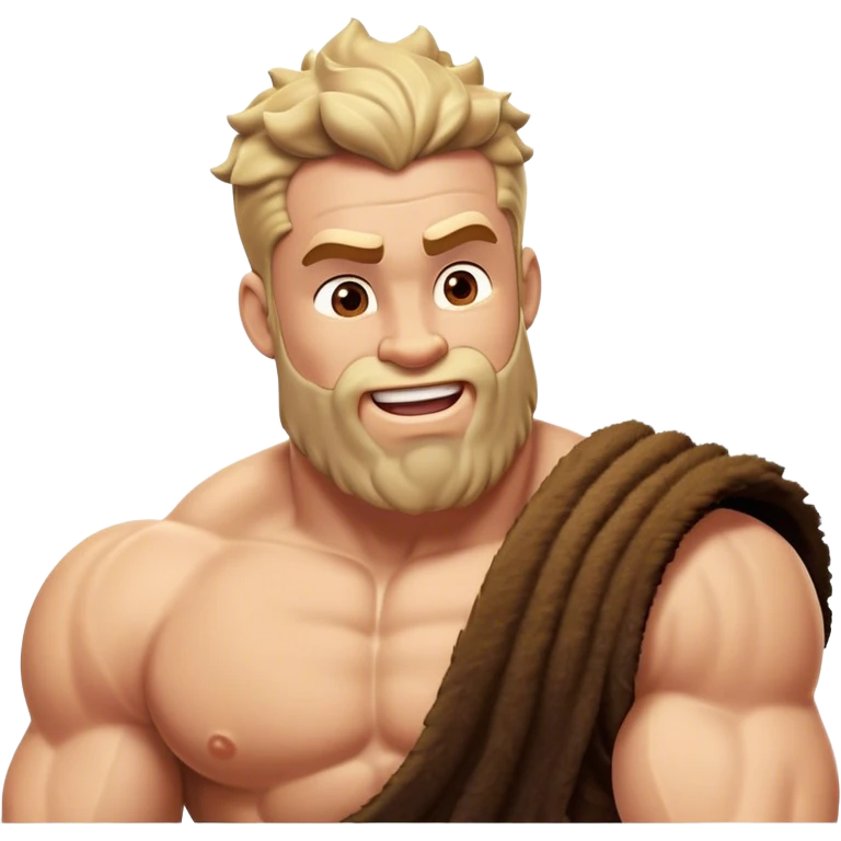 Cinematic Realistic Hercules Portrait, head tilted dramatically with an exaggeratedly amused expression, featuring a bold yet playful demeanor. His rugged, muscular form and finely detailed classical garb are rendered with dynamic lighting and robust textures, conveying a rare moment of lighthearted mirth from a timeless legend. emoji