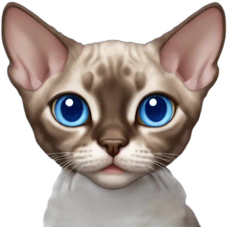 chocolate point devon rex cat with blue eyes emoji