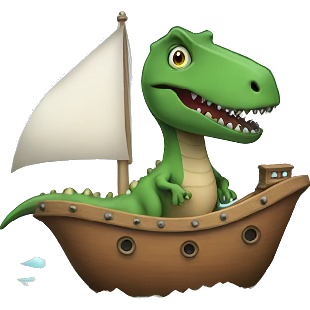 A cartoon t-rex on a ship emoji