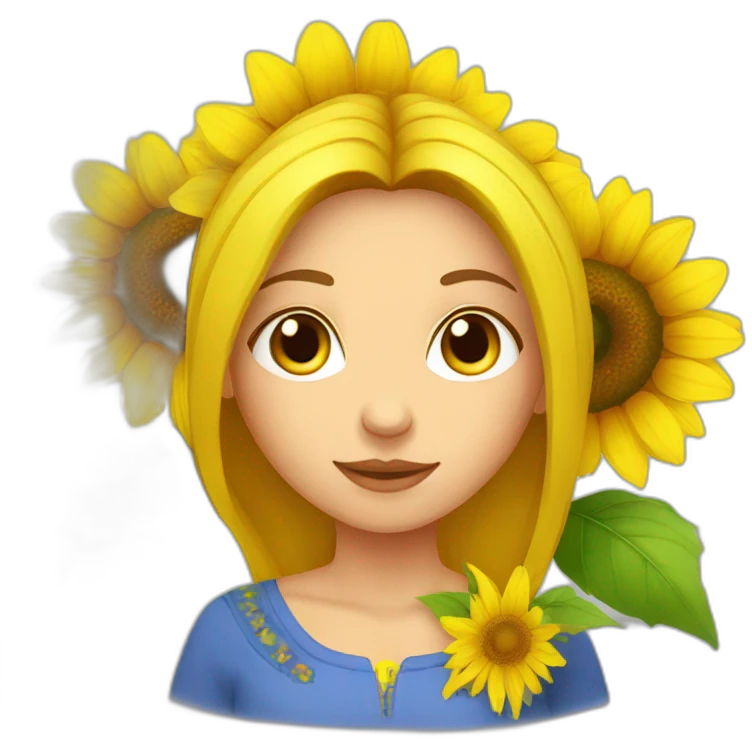 Ukrainian women with sunflower emoji