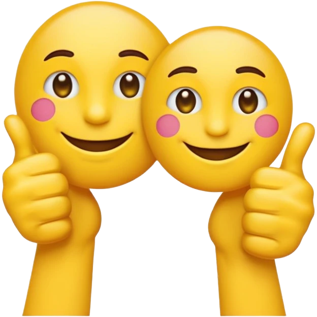 round emoji with a thumbs up and 'we back' text, playful style emoji