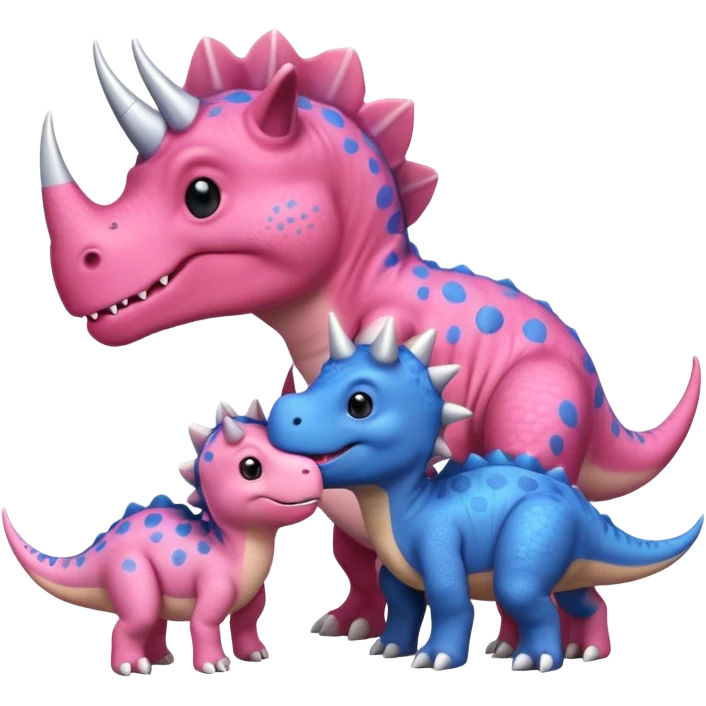 2 Dino one Triceratops cute pink kawei in love with one Blue t-Rex  one should be an triceratops  emoji