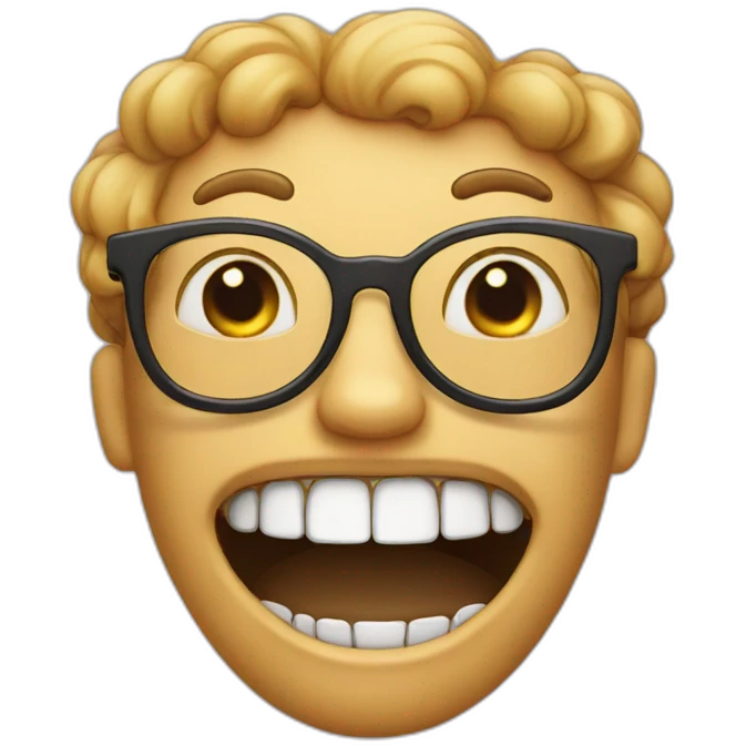 Emoji with two big teethes, and eyeglasses emoji