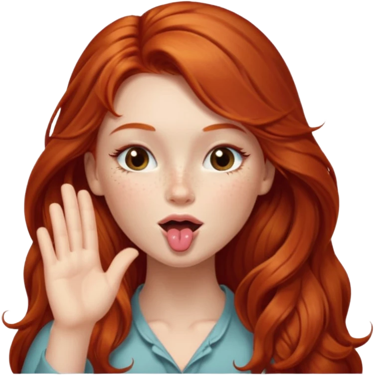 Long haired redhead winking & blowing kisses emoji