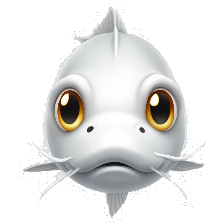 A white mustache on The face forward of an All white koi fish with long flowing fins emoji