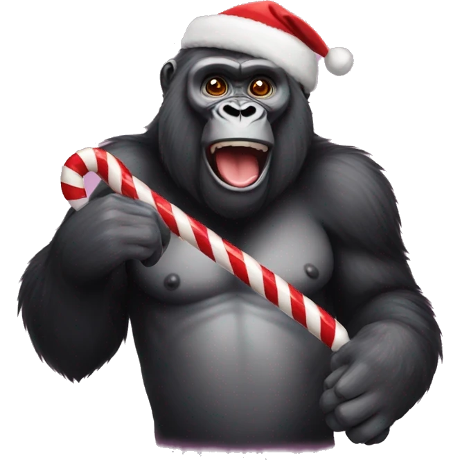 Gorilla with candy cane  emoji