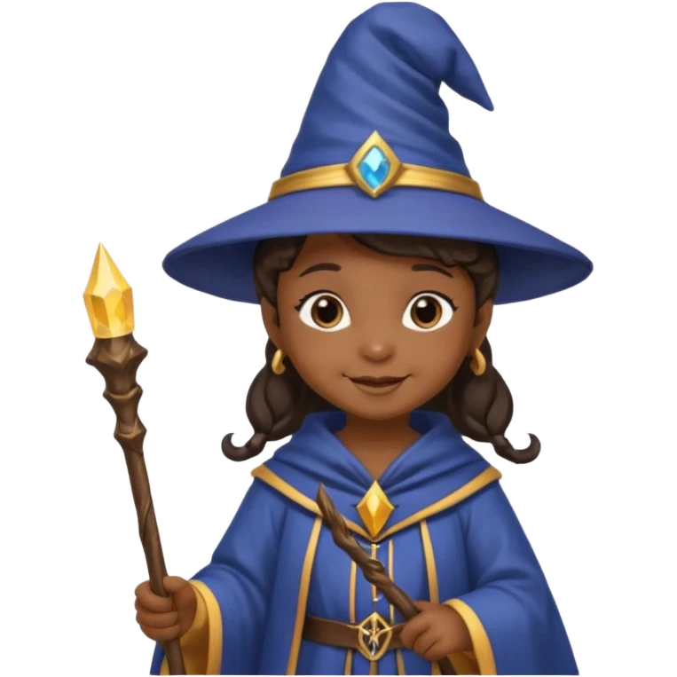 black baby girl wizard with staff emoji