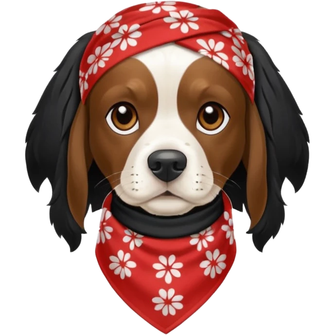 Собака породы черно-белый русский кокер спаниель в бандане Grow Street emoji