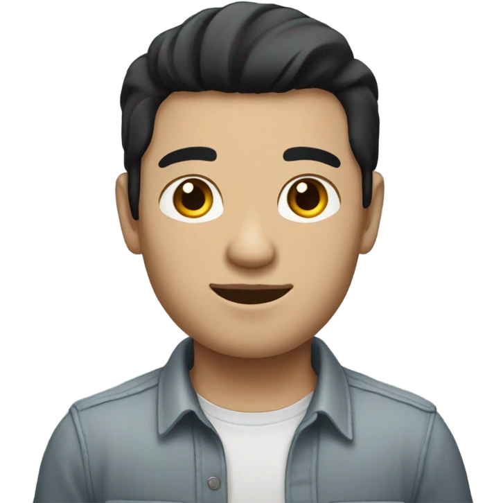 man with white skin and black hair, wear casual shirt  emoji