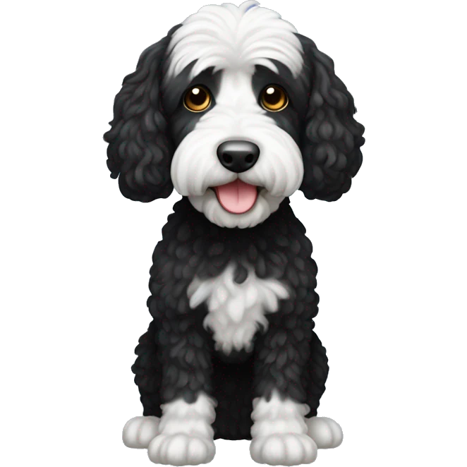 Black cockapoo full body small white stripe  emoji
