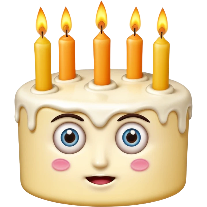 birthday cake with eyes and candles looking normal emoji