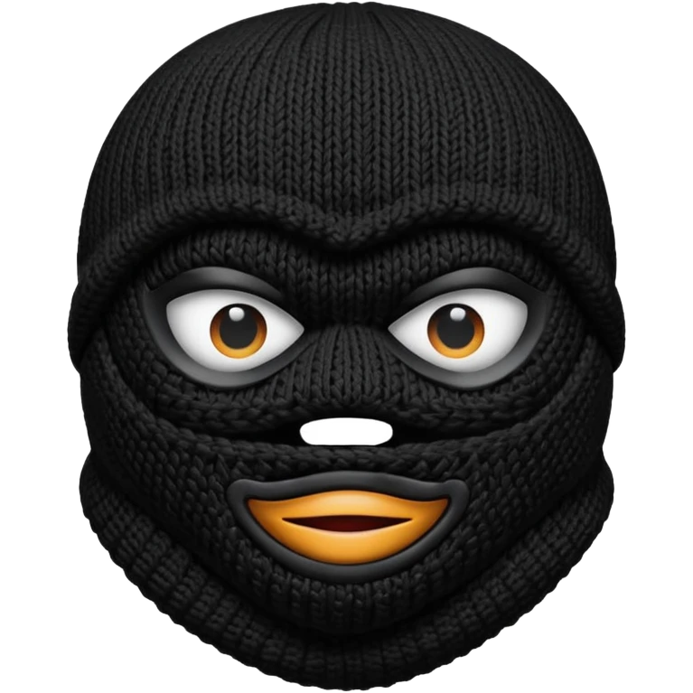 ski mask with eye and mouth holes emoji