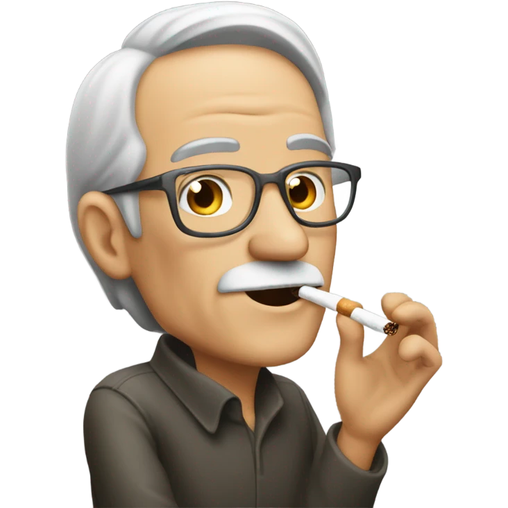  60-year-old guy smoking a cigarette talking to a girl emoji