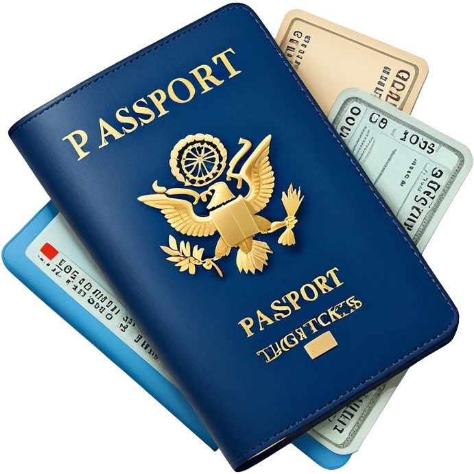 Passport with flight tickets emoji