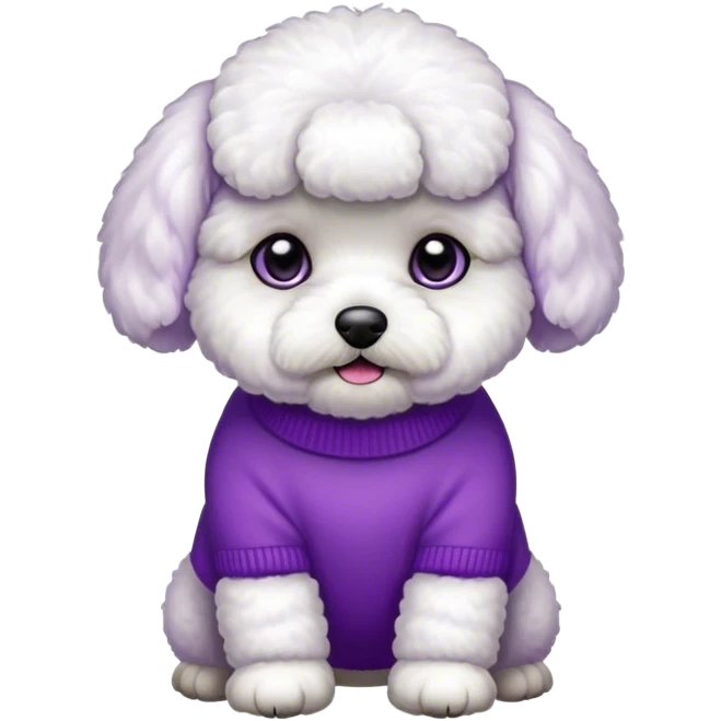 Bichon wearing purple sweater emoji