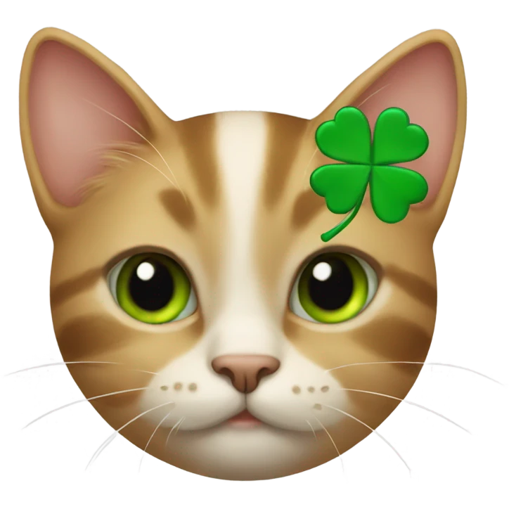 Cat with a four leaf clover emoji