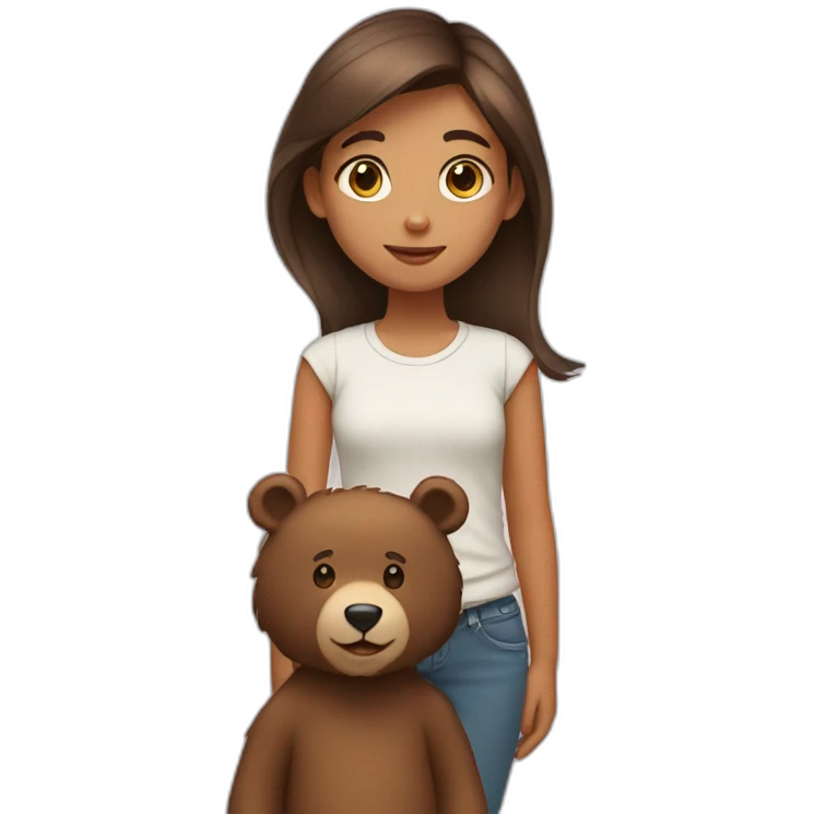 girl standing next to bear emoji