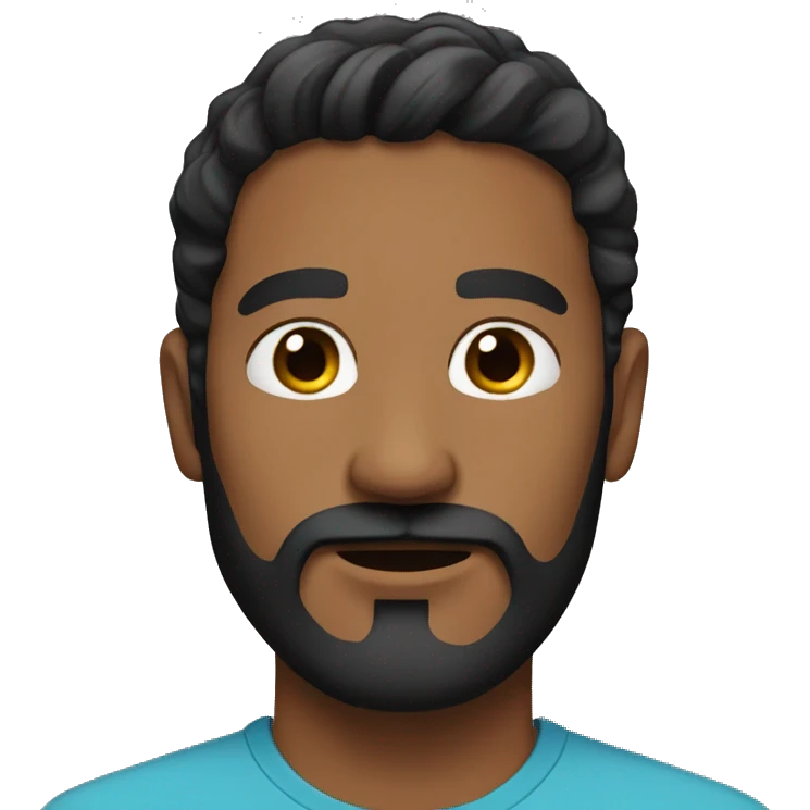 Brown skin man long black hair black beard with mustache emoji