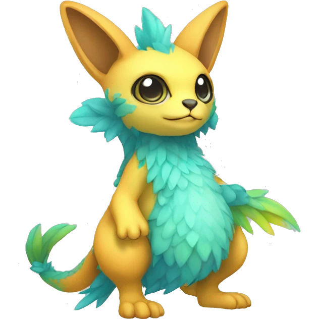 Cute cool colorful fantasy animal hybrid Fakemon full body emoji