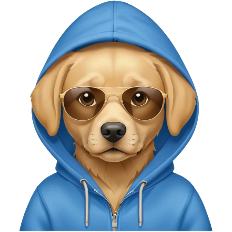 Golden Labrador with blue hoodie and sunglasses  emoji