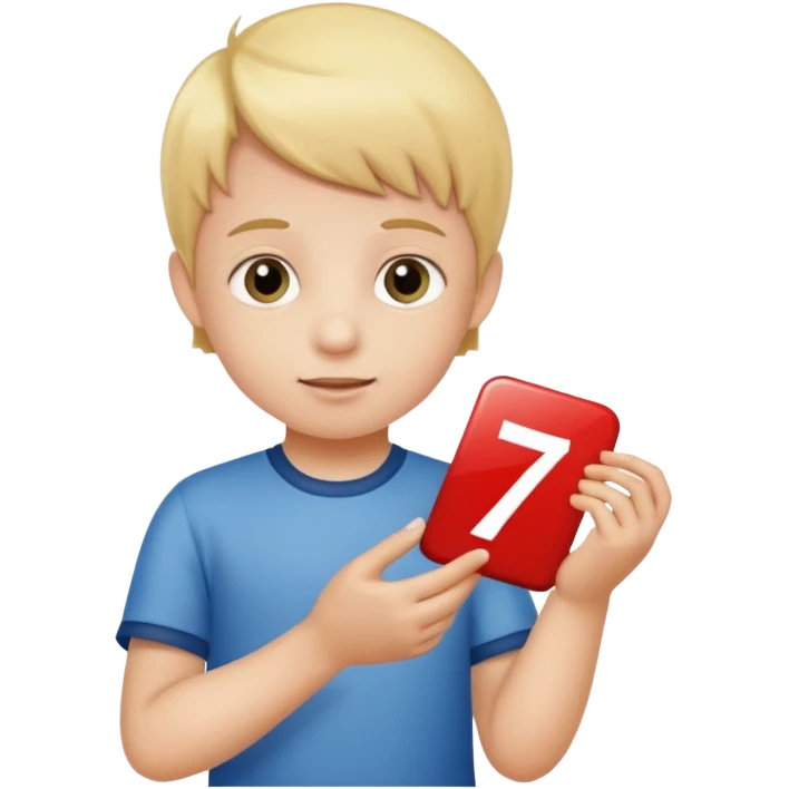 A Lil kid holding 6 7  emoji