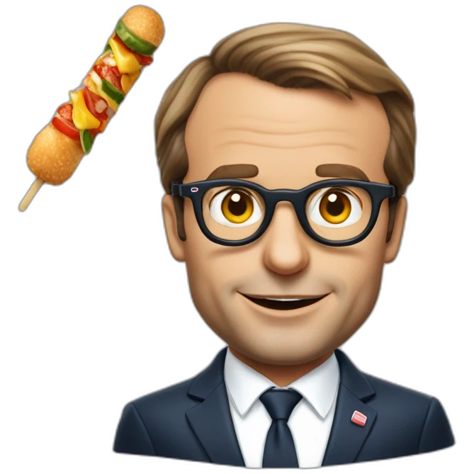 emanuel macron qui mange un kebab avec des lunettes de soleil emoji