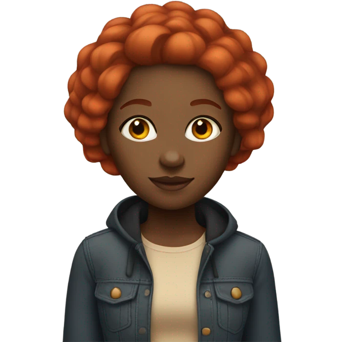 black girl with straight shoulder length red hair  emoji