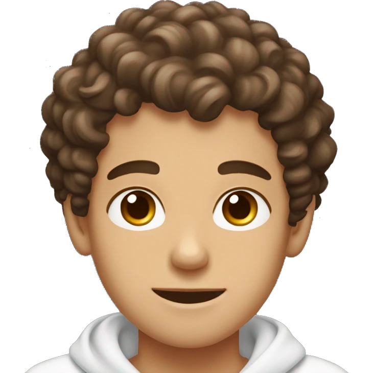 A white boy with curly brown hair and brown eyes, doing skincare. emoji